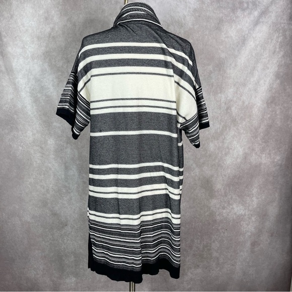 Vince Multi Stripe Knit Short Sleeve Open Cardigan In Black White Size XS - Picture 4 of 11